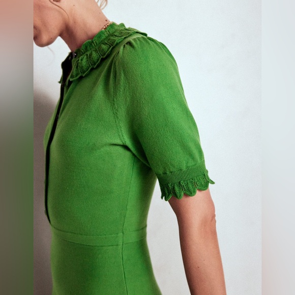 NWT Boden Melina Ruffle Knitted Dress in Paradise Green - Picture 5 of 13